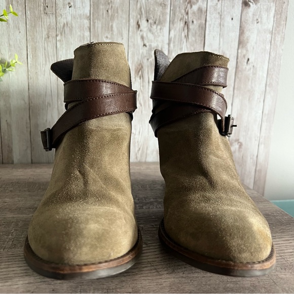 lavorazione artigiana womens green suede boots leather strappy Ralph Lauren 8 - Picture 4 of 7